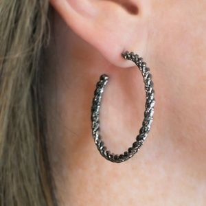 Black Hoop Earring -Tightrope Walker Gunmetal